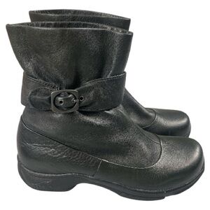 Dankso Koby Moto Winter Ankle Boot Leather Size 38 Size 7.5-8 Gathered Buckle